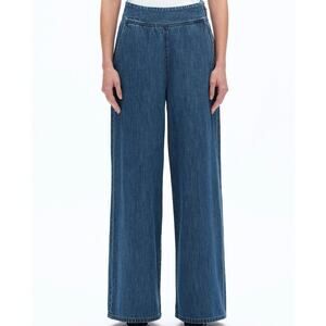 Bayeas women’s High Rise Wide Leg size 28 Jeans side zip Dark Blue wash NEW